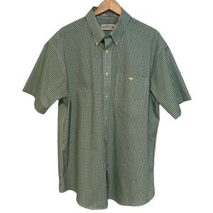 ORVIS Checked Short Sleeve Button Down Shirt Green White Men’s Size XL